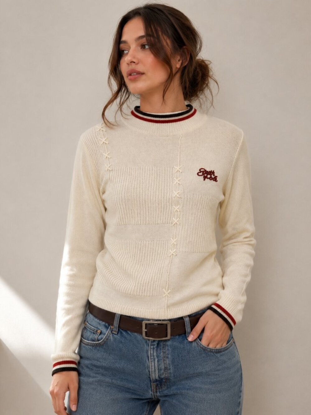 Vintage Southpole Y2K Patchwork Knit Sweater Size Large